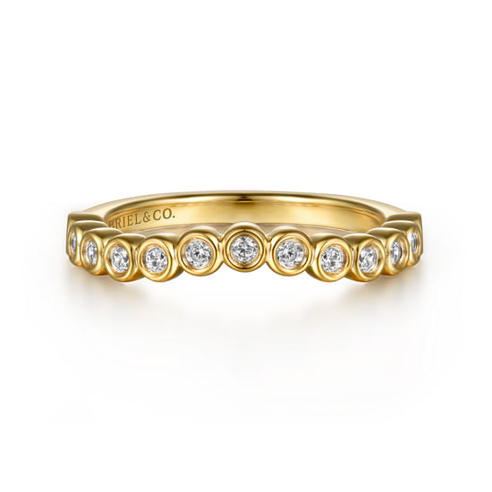 Gabriel - 14K Yellow Gold Bezel Diamond Wedding Band