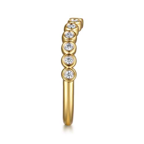 14K Yellow Gold Bezel Diamond Wedding Band