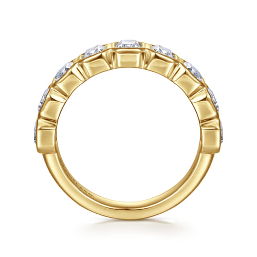 14K Yellow Gold Bezel Emerald Cut Diamond Anniversary Band