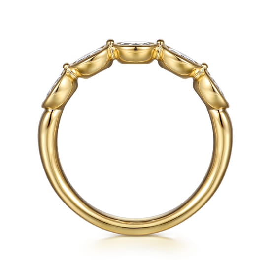 14K Yellow Gold Bezel Oval 5 Stone Diamond Anniversary Band angle 2