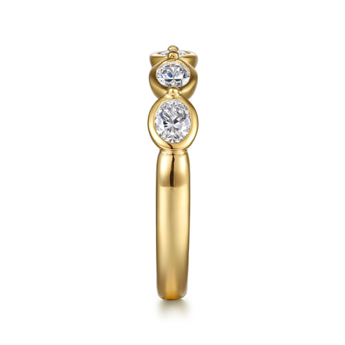 14K Yellow Gold Bezel Oval 5 Stone Diamond Anniversary Band