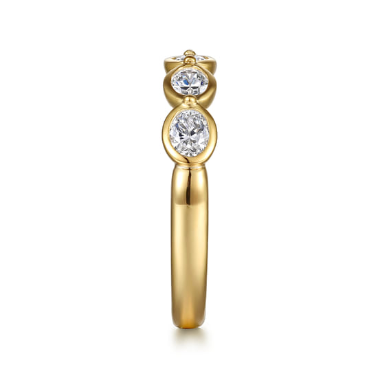 14K Yellow Gold Bezel Oval 5 Stone Diamond Anniversary Band angle 4