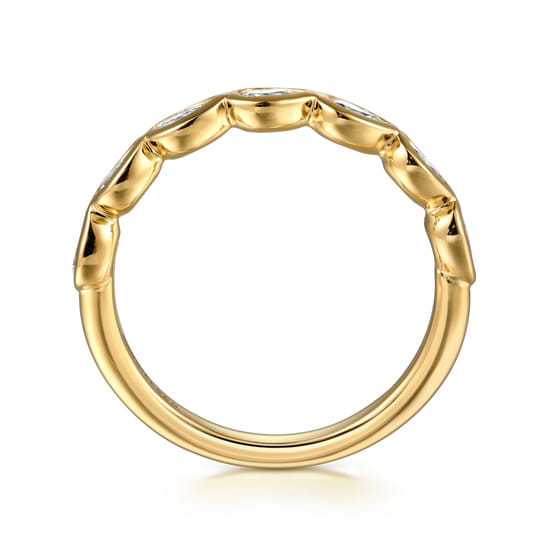 14K Yellow Gold Bezel Pear Shape 7 Stone Diamond Anniversary Band angle 2