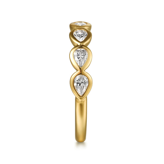 14K Yellow Gold Bezel Pear Shape 7 Stone Diamond Anniversary Band angle 4