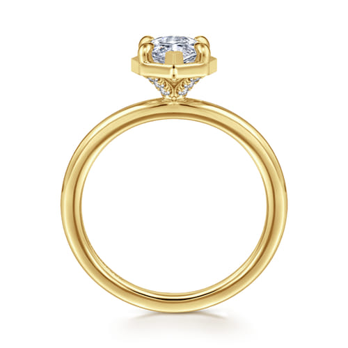 14K Yellow Gold Bezel Prong Marquise Shape Diamond Engagement Ring