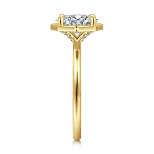 14K Yellow Gold Bezel Prong Oval Diamond Engagement Ring