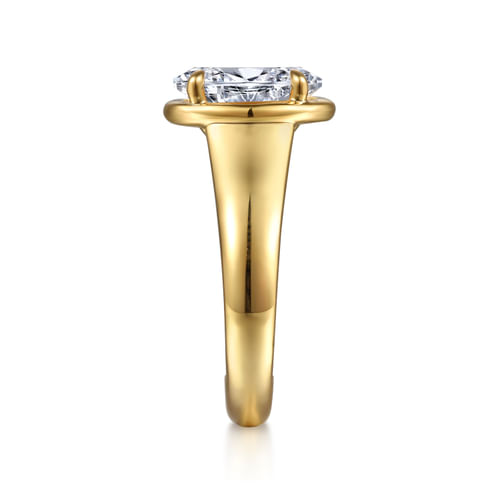 14K Yellow Gold Bezel Prong Oval Diamond Engagement Ring