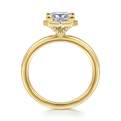 14K Yellow Gold Bezel Prong Princess Cut Diamond Engagement Ring