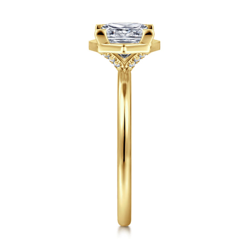14K Yellow Gold Bezel Prong Princess Cut Diamond Engagement Ring