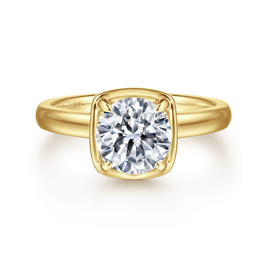 Gabriel - 14K Yellow Gold Bezel Prong Round Diamond Engagement Ring