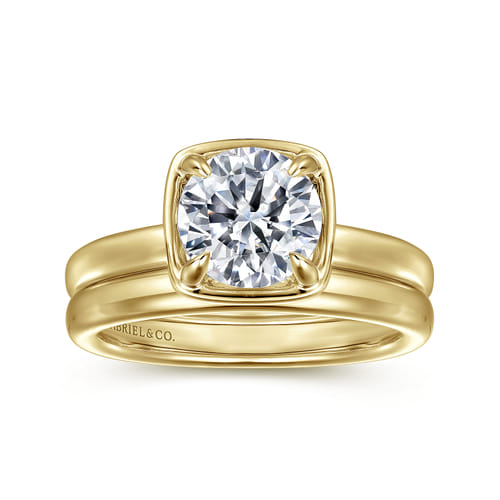 14K Yellow Gold Bezel Prong Round Diamond Engagement Ring 14K Yellow Gold Bezel Prong Round Diamond Engagement Ring