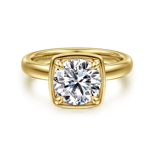 14K Yellow Gold Bezel Prong Round Diamond Engagement Ring