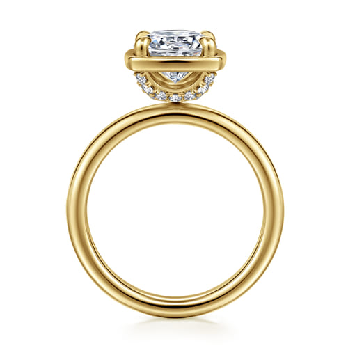 14K Yellow Gold Bezel Prong Round Diamond Engagement Ring
