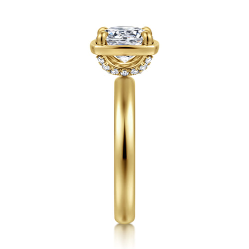 14K Yellow Gold Bezel Prong Round Diamond Engagement Ring