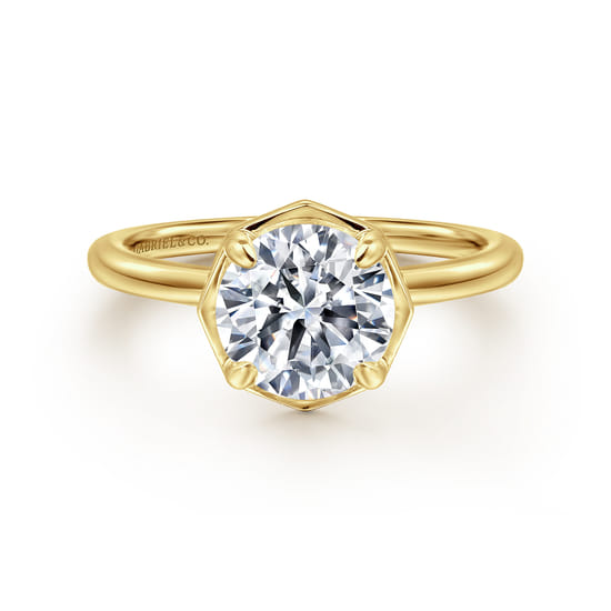 Gabriel - 14K Yellow Gold Bezel Prong Round Diamond Engagement Ring