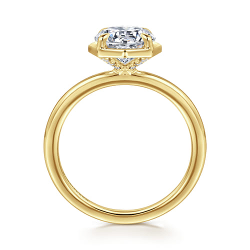 14K Yellow Gold Bezel Prong Round Diamond Engagement Ring