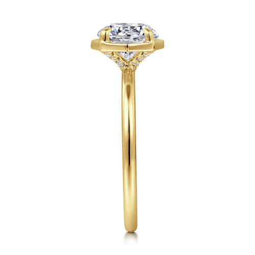 14K Yellow Gold Bezel Prong Round Diamond Engagement Ring