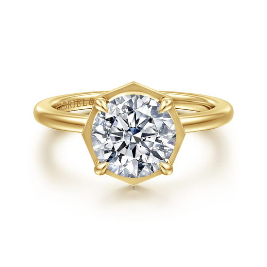 Gabriel - 14K Yellow Gold Bezel Prong Round Diamond Engagement Ring