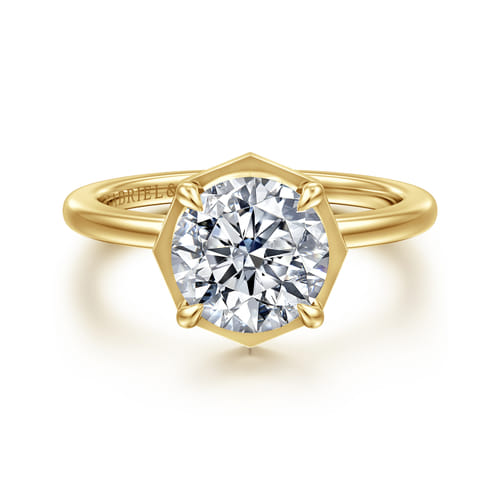 14K Yellow Gold Bezel Prong Round Diamond Engagement Ring 14K Yellow Gold Bezel Prong Round Diamond Engagement Ring