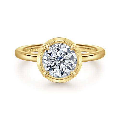 14K Yellow Gold Bezel Prong Round Diamond Engagement Ring 14K Yellow Gold Bezel Prong Round Diamond Engagement Ring