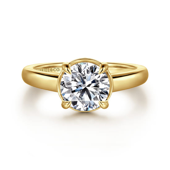 Gabriel - 14K Yellow Gold Bezel Prong Round Diamond Engagement Ring Gabriel - 14K Yellow Gold Bezel Prong Round Diamond Engagement Ring