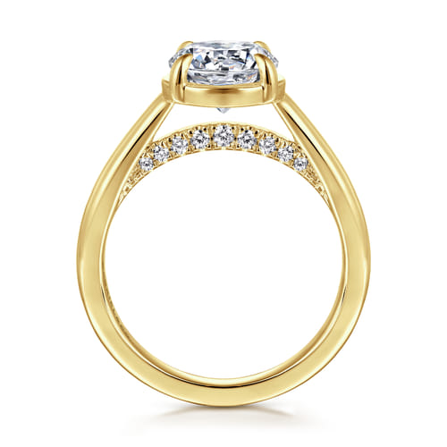 14K Yellow Gold Bezel Prong Round Diamond Engagement Ring