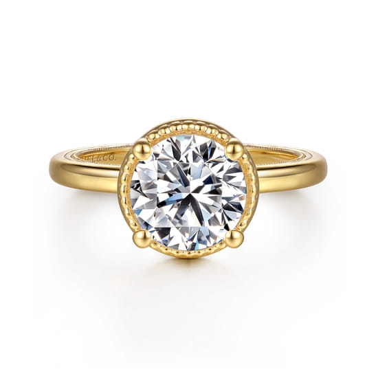 Gabriel - 14K Yellow Gold Bezel Prong Round Diamond Engagement Ring