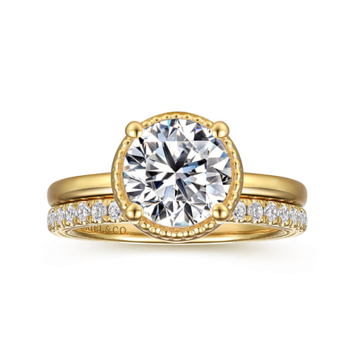 14K Yellow Gold Bezel Prong Round Diamond Engagement Ring 14K Yellow Gold Bezel Prong Round Diamond Engagement Ring