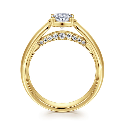 14K Yellow Gold Bezel Prong Wide Band Oval Diamond Engagement Ring 14K Yellow Gold Bezel Prong Wide Band Oval Diamond Engagement Ring