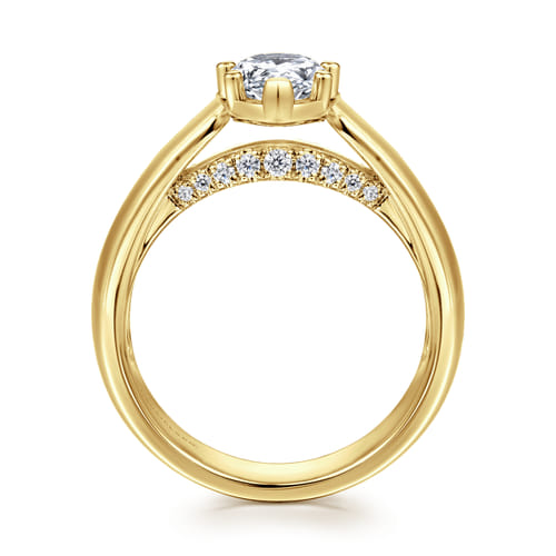 14K Yellow Gold Bezel Prong Wide Band Pear Diamond Engagement Ring 14K Yellow Gold Bezel Prong Wide Band Pear Diamond Engagement Ring