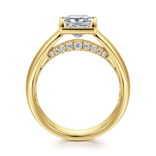 14K Yellow Gold Bezel Prong Wide Band Princess Cut Diamond Engagement Ring 14K Yellow Gold Bezel Prong Wide Band Princess Cut Diamond Engagement Ring