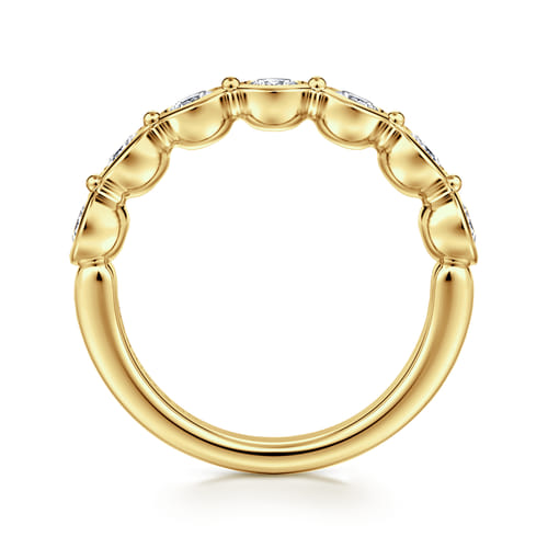 14K Yellow Gold Bezel Round 7 Stone Diamond Anniversary Band