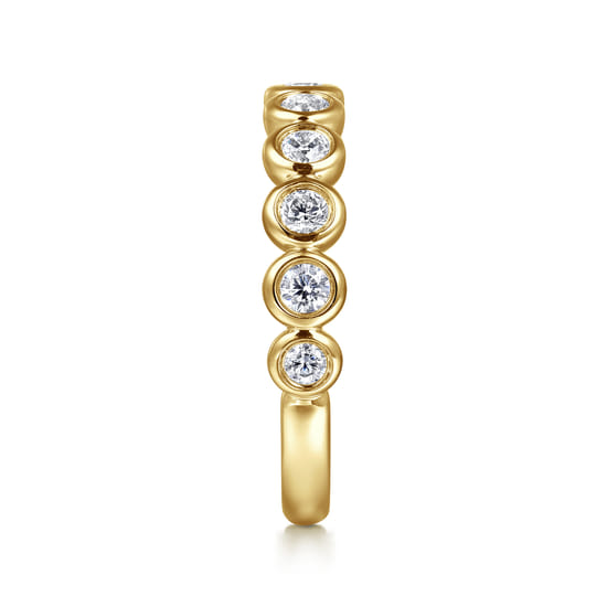 14K Yellow Gold Bezel Set Diamond Anniversary Band angle 4 14K Yellow Gold Bezel Set Diamond Anniversary Band angle 4