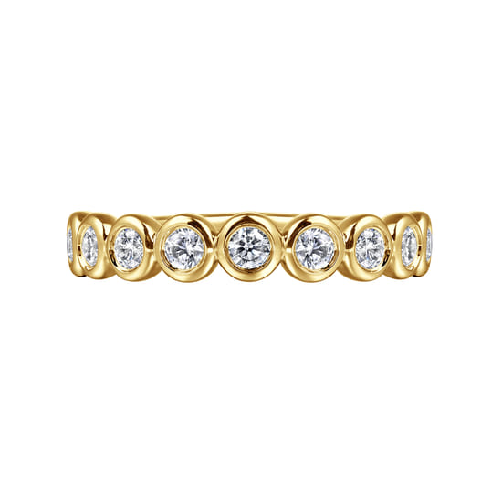 14K Yellow Gold Bezel Set Diamond Anniversary Band angle 6 14K Yellow Gold Bezel Set Diamond Anniversary Band angle 6