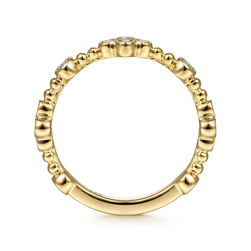 14K Yellow Gold Bezel Set Diamond Quatrefoil Station Ring