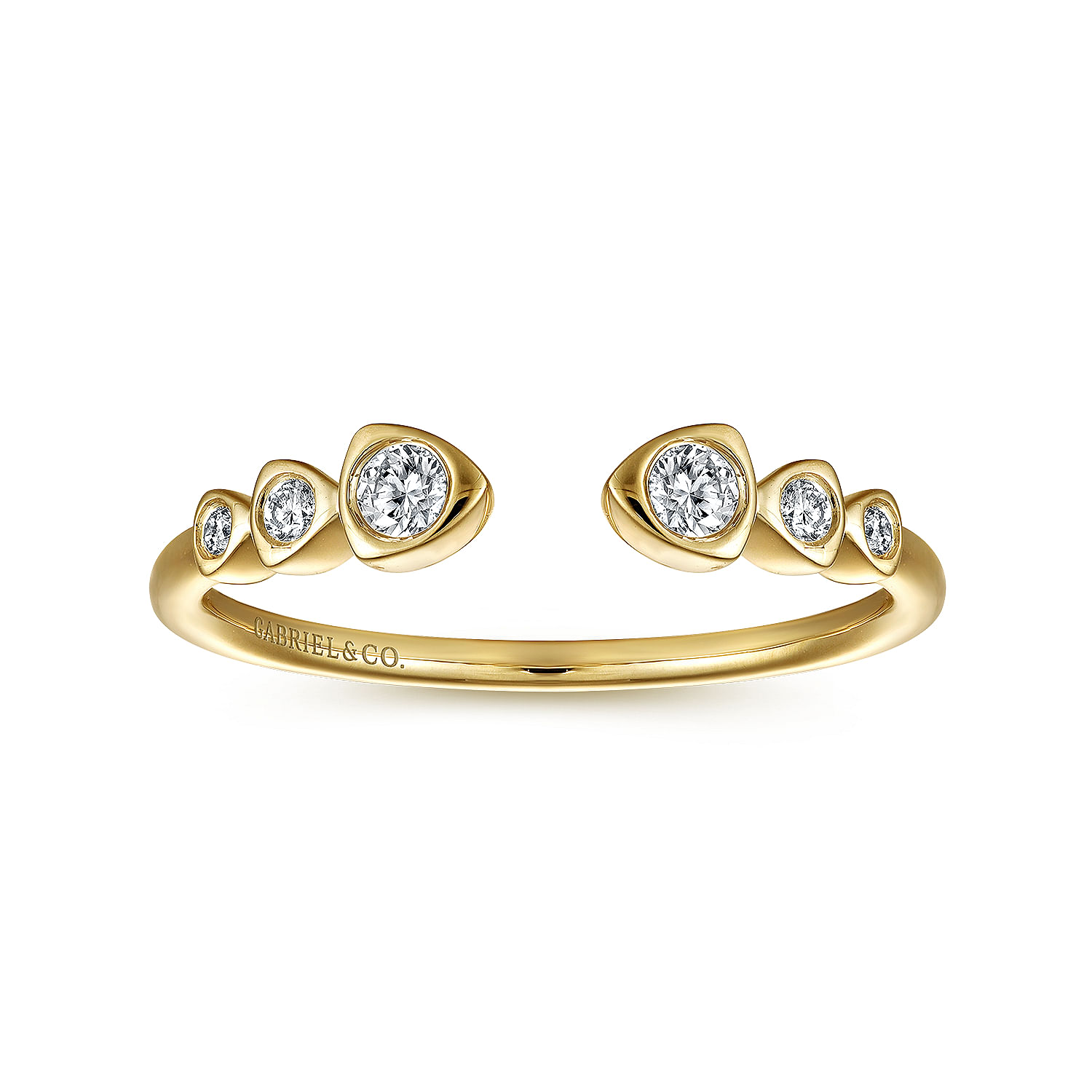 14K Yellow Gold Bezel Set Diamond Split Stackable Ring
