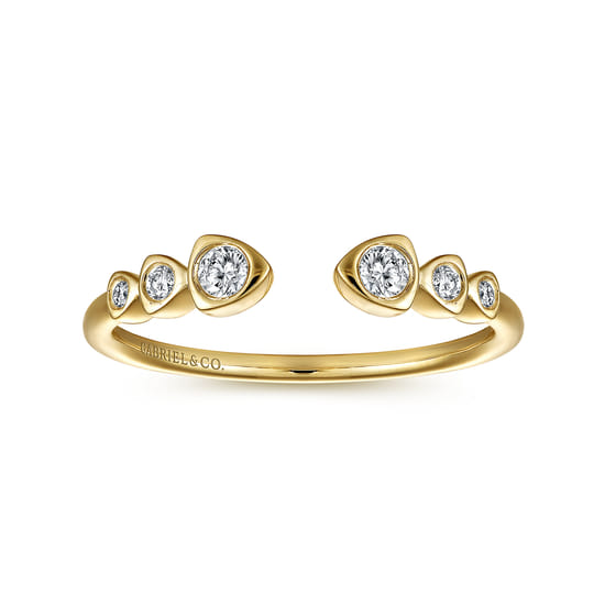 14K Yellow Gold Bezel Set Diamond Split Stackable Ring angle 4