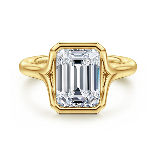 14K Yellow Gold Bezel Set Emerald Cut Solitaire Diamond Engagement Ring 14K Yellow Gold Bezel Set Emerald Cut Solitaire Diamond Engagement Ring