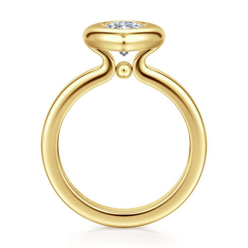 14K Yellow Gold Bezel Set Marquise Shape Diamond Engagement Ring