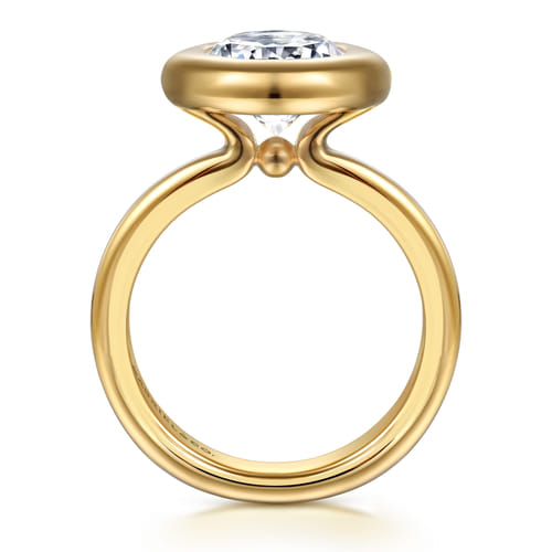 14K Yellow Gold Bezel Set Oval Diamond Engagement Ring