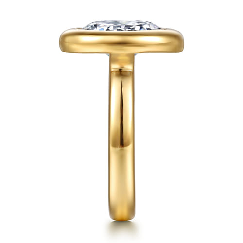 14K Yellow Gold Bezel Set Oval Diamond Engagement Ring