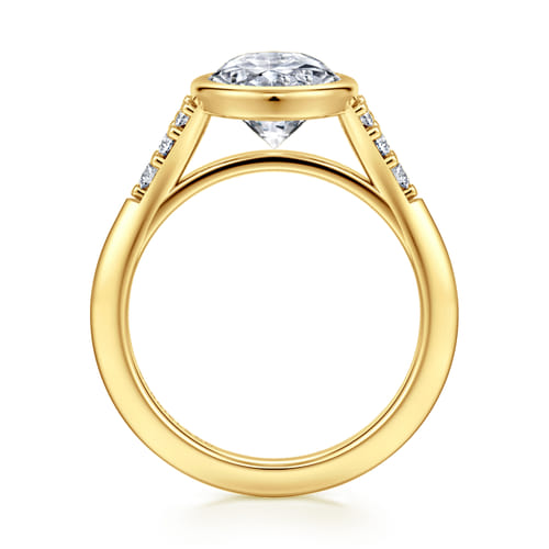 14K Yellow Gold Bezel Set Oval Diamond Engagement Ring