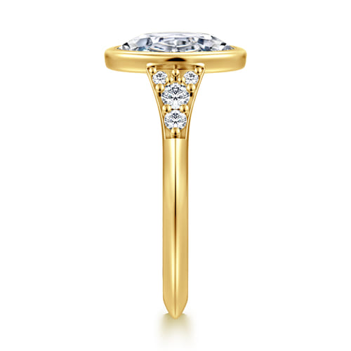 14K Yellow Gold Bezel Set Oval Diamond Engagement Ring