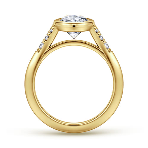 14K Yellow Gold Bezel Set Oval Diamond Engagement Ring
