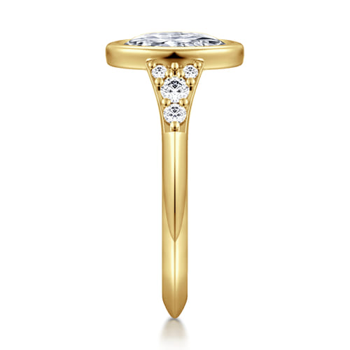 14K Yellow Gold Bezel Set Oval Diamond Engagement Ring