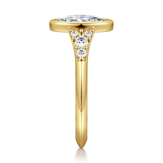 14K Yellow Gold Bezel Set Oval Diamond Engagement Ring angle 5