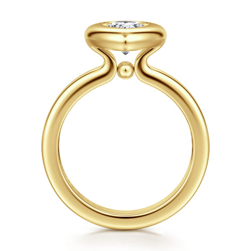 14K Yellow Gold Bezel Set Pear Shape Diamond Engagement Ring