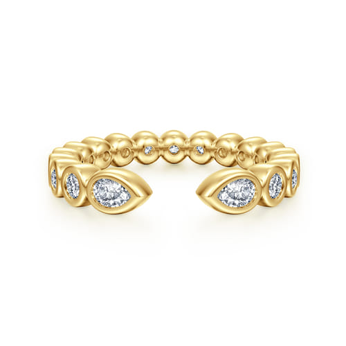 14K Yellow Gold Bezel Set Pear and Round Open Diamond Eternity Band