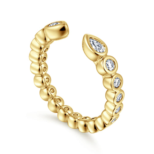 14K Yellow Gold Bezel Set Pear and Round Open Diamond Eternity Band