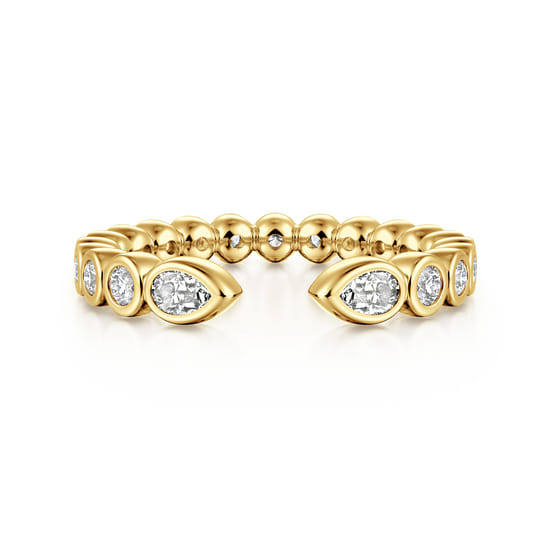 14K Yellow Gold Bezel Set Pear and Round Open Diamond Eternity Band 14K Yellow Gold Bezel Set Pear and Round Open Diamond Eternity Band